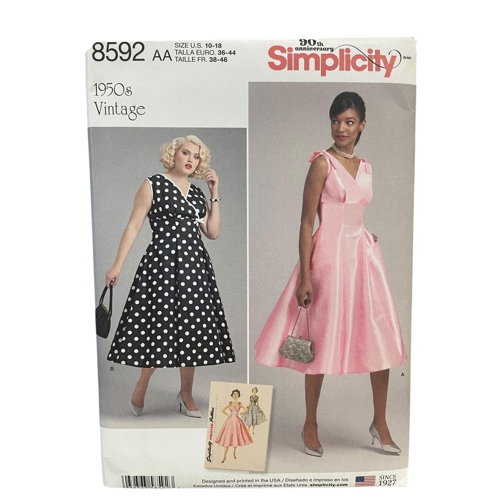 Simplicity 8592 Vintage 1950s Dress Pattern Sizes 10-18 UNCUT FF